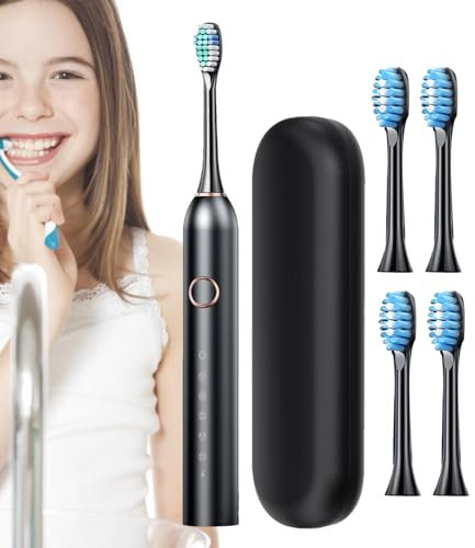 Spazzolino elettrico ricaricabile, 40000 VPM, pulizia profonda, 6 modalità, custodia da viaggio inclusa, ricarica rapida 3 ore e 180 giorni, timer intelligente per adulti