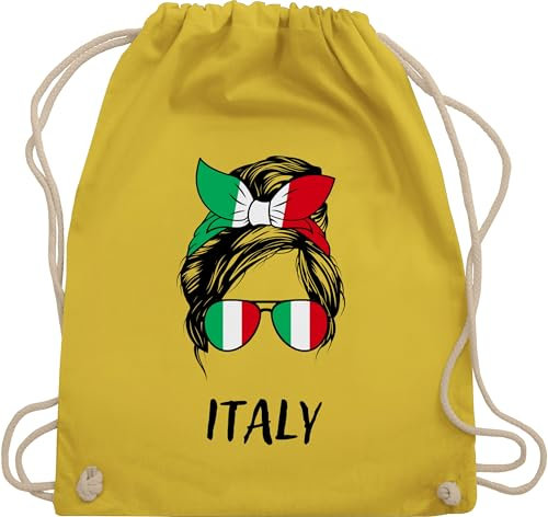 Turnbeutel Rucksack - Fußball EM WM - Taschen - Cooles Italien Motiv Italia Style Italy - Unisize - Gelb - fanartikel 2024 europa fussball 24 europameisterschaft artikel fan zur fu ball fußball-em