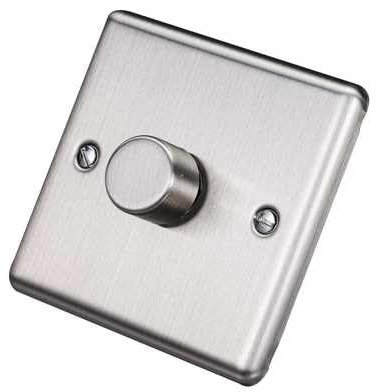 United Electrical W22BSG-IN25 1 Gang 5w-150w Intelligent LED Dimmer Light Switch Brushed Chrome