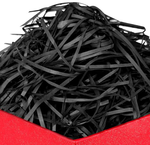 200g Geschreddertes Papier, Raffia Hamper Shreds, Papier Füllmaterial für Pakete, Weiches Geschenk Füllmaterial für Geschenkbox, Bieten Guten Schutz und Dekoration für Geschenke (Schwarz)