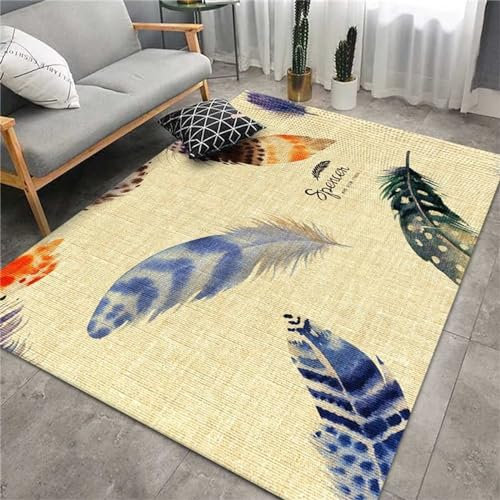 RUNGZ Teppich für Schlafzimmer, gelber Teppich, pflegeleicht, Bodenbelag, einfach zu verlegender Teppich, günstige Online-Teppiche, gelb, 140 x 200 cm (gelb, 120 x 140 cm, gelb)