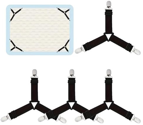 Gudemoore Attache Drap Housse Réglable,4 Pièces Tendeur Drap Housse,Sangles de Support de Drap de Lit,Tendeur Drap avec Clips en Métal pour Draps,pour Draps,Matelas,Ou Canapé