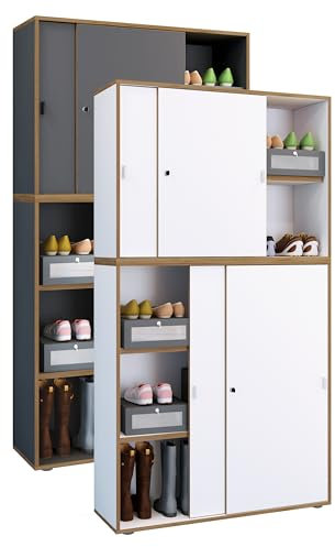 VCM Holz Büroschrank Ordner Aktenschrank Büromöbel Schrank Salia 5-Fach Breite 100 cm Schiebetüren