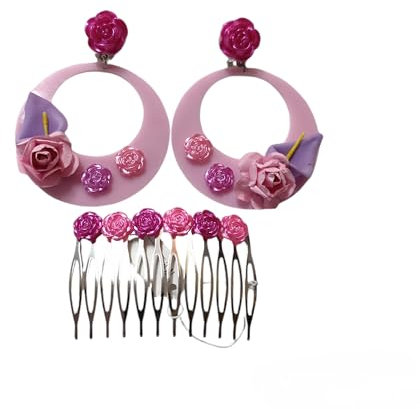 Pendientes de flamenca rosa fucsia