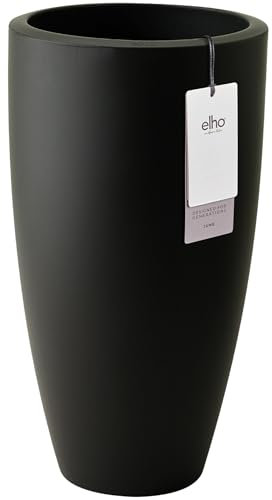 elho June Rund High 40 - Blumentopf für Innen und Außen - 100% Recyceltem Plastik - Ø 39.0 x H 70.1 cm - Schwarz/Schwarz