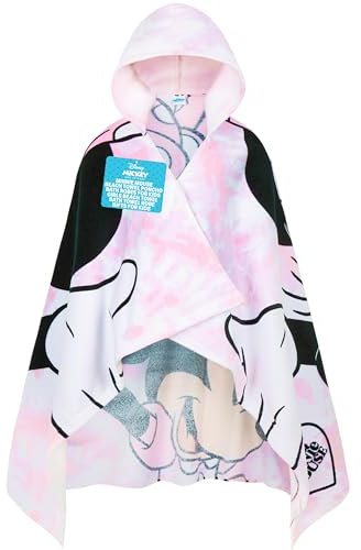Get Trend Disney Minnie Mouse Badeponcho Kinder Handtuch mit Kapuze Saugstark Strandtuch Badetuch Duschtuch Mädchen Jungen (Weiß/Rosa Minnie Mouse, 3-7 Jahre)