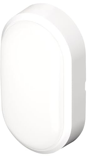 4lite Pylus Outdoor Oval Wall Light (White) 1100lm Bulkhead IP54 LED Integrated Exterior Light - 4L2/3217-4Yr Guarantee
