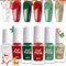Christmas Nail Polish Set - 6Pcs Quick Dry Glitter Varnish in Red, Green, Silver, Gold - Long Lasting XMAS Manicure DIY Nail Art
