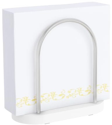 STWWO Serviettenhalter Gebogen,Serviettenhalter Weiß Serviettenspender für Tisch Serviettenständer Küchenzubehör Papier Servietten Halterung zum Dekorieren, Holzsockel, Upgrade 14cm