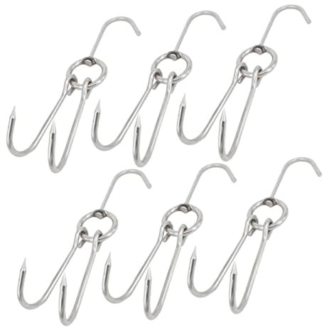 HOLIDYOYO 6stücke Doppelhaken Aus Edelstahl Zum Trocknen Von Fleisch Bratenhaken Aus Rostfreiem Stahl Mit Durchmesser Für Grillfleisch Und Schinken