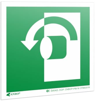 PRINTIMA Photolumineszierende PVC-Türgriffplatte – 15 x 15 cm, leuchtendes Sicherheitsschild zur Kennzeichnung von Nottüren – zum Öffnen nach links drehen