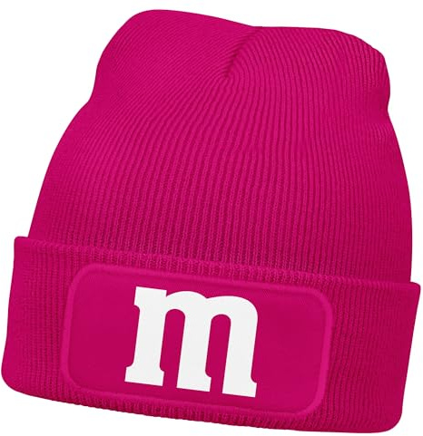 MoonWorks® Herren Beanie Patch Strickmütze mit Buchstabe M Aufdruck Fasching Karneval Lustig Mütze Männer