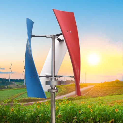 Kit de turbina eólica, generador de turbina eólica vertical de 8000 W, generador de turbina eólica de eje vertical, con controlador MPPT, molino de viento doméstico trifásico de 3 aspas(Three Colors,4