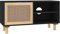 HEFZGDB TV-Schrank Schwarz 80x30x40 cm Massivholz Kiefer Natur-Rattan Bank Tv Board Wohnzimmertisch Wohnzimmer Möbel für Gästezimmer Büro Erholungsraum Schlafzimmer