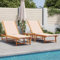 Fasba Sonnenliegen 2 STK. Gartenliege Liegestuhl Strandliege Saunaliege Relaxliege Gartenmöbel Liege mit Tisch Creme Massivholz Akazie Textilene