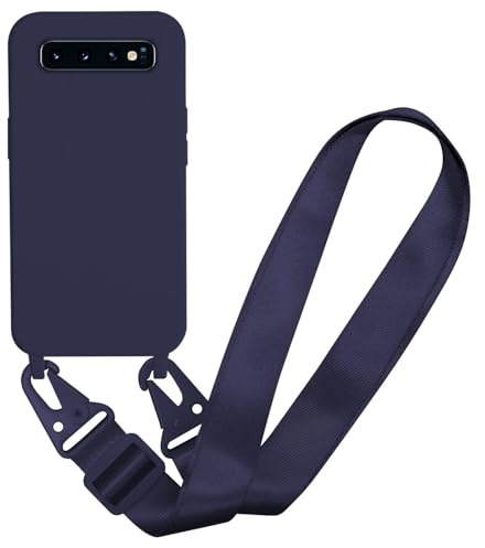 MBSLFY Handyhülle kompatibel mit Samsung Galaxy S10 Plus Hülle mit Band, Silikon Necklace Handyhülle mit Abnehmbar Kordel Umhängen Stossfest Handy Schutzhülle für Samsung Galaxy S10 Plus, Navy blau