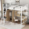 Dolamaní Cama alta 90 x 200 cm, cama individual para adultos y adolescentes con armario y escritorio con cajones y pequeño armario de almacenamiento, estructura de cama de hierro, escalera y estante