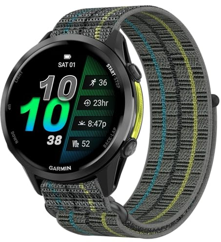 OUTPUTBT Nylon Armband 22mm Kompatibel mit Garmin Venu 4/3/2, Forerunner 570 47mm/265/255/Vívoactive 4/CMF/HUAWEI/SUUNTO/COROS/Polar/AMAZFIT Bip6/Balance Quick Release Ersatzarmband Damen Herren