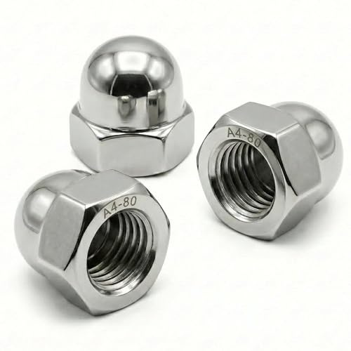 PRORAJE Dadi ciechi in acciaio inox M3 (set di 100) | Dado cieco esagonale DIN 1587 | Acciaio inossidabile A4-080 (V4A/AISI 316) | Cupola protezione viti Ø 3 mm