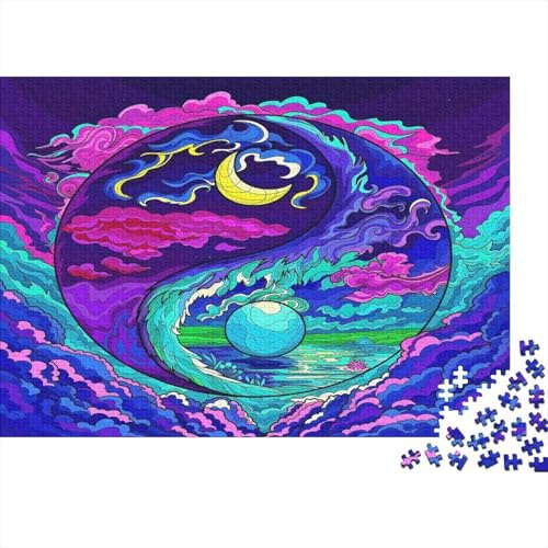 Rompecabezas de cartón reciclado Yin-Yang, colorido y divertido, ideal para adultos y familias, 70 x 50 cm (1000 piezas)