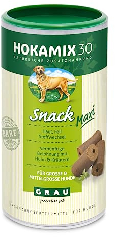 GRAU - das Original - HOKAMIX30 Snack Maxi, der gesunde Vorsorgesnack mit 30 wichtigen Kräutern 1er Pack (1 x 800 g), Ergänzungsfuttermittel für große Hunde