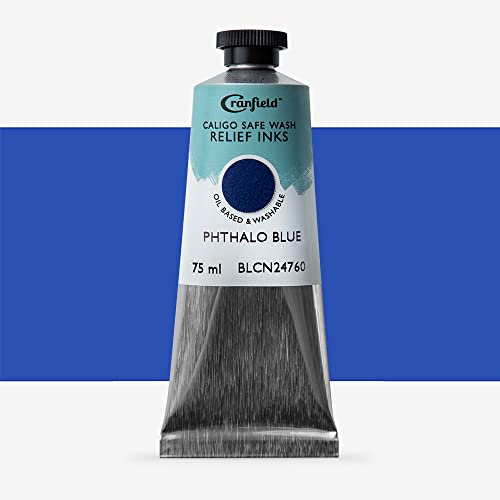 Cranfield Caligo, Safe Wash Relief Ink, 75ml Tube, Phthalo Blue, BLCN24760