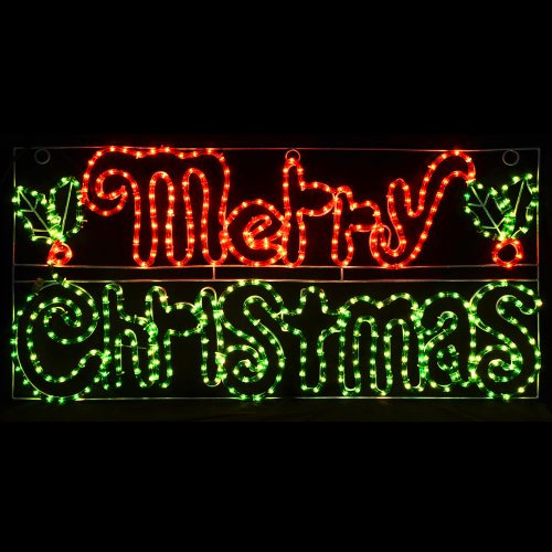 Festive Merry Christmas Mains Voltage Rope Light Sign for Indoor/Outdoor Use