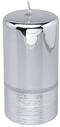 G Decor Silber Stumpenkerze Glas Effekt 100004