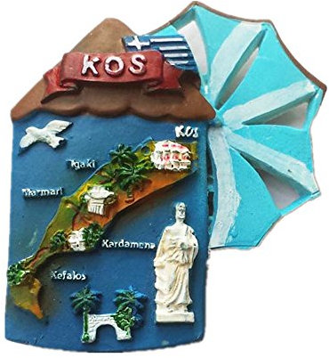 3D-Kühlschrankmagnet, Motiv: Kos Griechenland, Souvenir, Geschenk, Heim- und Küchendekoration, magnetischer Aufkleber, Griechenland Kühlschrankmagnet