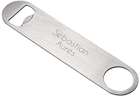 elasto – Flaschenöffner personalisiert mit Gravur – Bieröffner aus Edelstahl – Kapselheber mit Name – Bierflaschenöffner als perfekte Geschenkidee für Papa, Mann, Freund & Opa (180 x 40 x 2 mm)