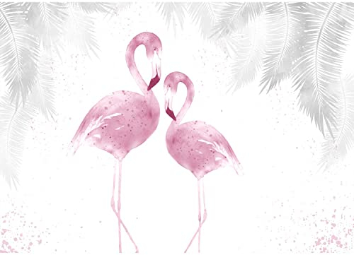 Runa Art Fototapete Flamingo Vogel Modern Vlies Wohnzimmer Schlafzimmer - Made in Germany - 308 x 220 cm Rosa Grau 9418010c