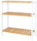 dibea Schuhregal mit 3 Ablagefächern Schuhschrank Badezimmerregal Wohnzimmerregal Standregal Bambusregal Badregal Bücherregal Küchenregal 60x26x66 cm, naturfarben/weiß