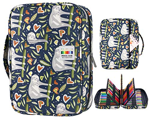 YOUSHARES Große Federmappe Federmäppchen fasst 220 Bleistifte oder 145 Gelschreiber für Mäppchen Aesthetic Etui, Schlampermäppchen Multilayer-Farbe Federtasche Federpenal Stiftemappe (Faultier)