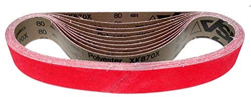 VSM Schleifbänder XK870F – 40 x 760 mm – Körnung P240 – 10 Stück – aggressives Keramikkorn für Metall Edelstahl – hochflexible Gewebeunterlage für Konturen – wasserfest – für Rohrbandschleifer