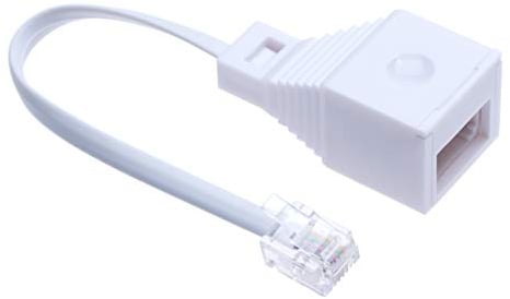 BT Telephone Socket Adapter UK to US | British Telecom Female Jacks to RJ11 4 Wire Male Plug | Cable Adapter Landline Port Converter Extender FAX Modem Corded Cordless Phone SKY | 10 cm 6P4C | White