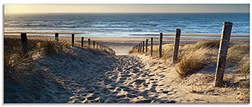 ARTLAND Spritzschutz Küchenrückwand Küche Herd Glas mit Motiv 125x50 cm Glänzend Design Strand Meer Nordsee Dünen Himmel Gräser Landschaft T9IP