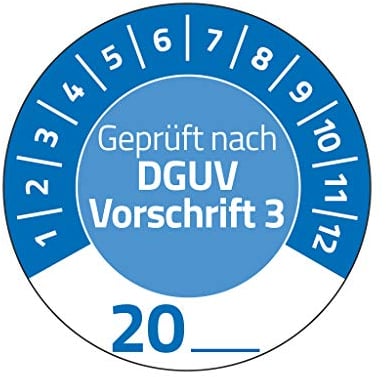 AVERY Zweckform, 7909, Prüfplaketten, Geprüft Nach DGUV Vorschrift 3, Langlebig, Selbstklebend, 30 mm, Prüfaufkleber, Prüfsiegel aus Vinyl, Blau, 80 Stück