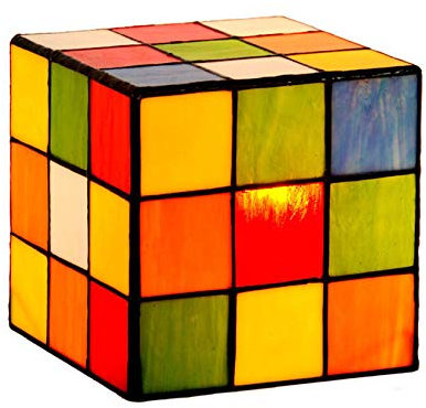 GDLight 6-Zoll-Tiffany-Stil Kleine Nachttischlampen Handgefertigte Glasmalerei für Kinder Tischlampe Cube Nachtlichter für Wohnzimmer Schlafzimmer Cafe Bar, Max15W