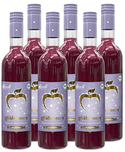 Elbler Wein Glühbeere, Alkoholfrei, 6 x 0.75 l, Bio-Beeren Glühwein, Fruchtglühwein aus Bio-Obst, mit Winterlichen Extrakten aus Vanille, Zimt und Nelke, Vegan & Glutenfrei, 100% Direktsaft