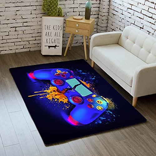 Teppich Schlafzimmer Modern Gamer 3D Controller Teenager Kind Junge Wohnzimmer Teppich rutschfeste Graffiti Spielkonsole Dekoration Carpets Schwarz Lila Rosa Flanell Teppiche (Farbe 3,120x160 cm)
