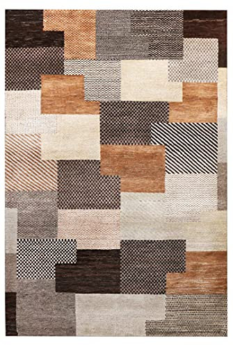 Shelley Multi Gabbeh Muster 140 x 200 cm Traditionelles handgeknüpftes modernes Design Teppich & Teppich