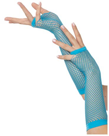 Long Fishnet Gloves Fingerless Party Fancy Dress Rave TUTU 1980s Hen Night (Baby Blue)