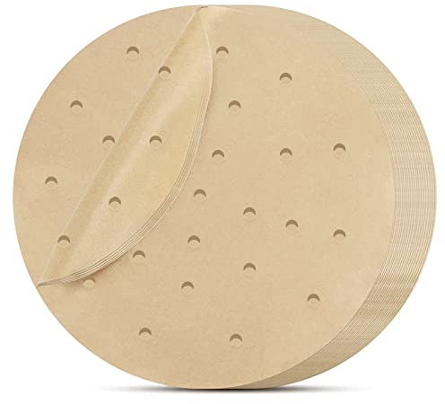 Air Fryer Paper Liners Disposable - 7in/18cm 100Pcs Air Fryer Parchment Paper Liners Round, Unbleached Perforated Parchment Paper Sheets for Air Fryer Accessories