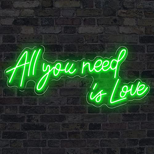 All You Need Is Love Neon Signs Light for Wedding Party Home Decor Customize Neon Sign Bar Store Logo Neon Sign,green,All You Need Is Love