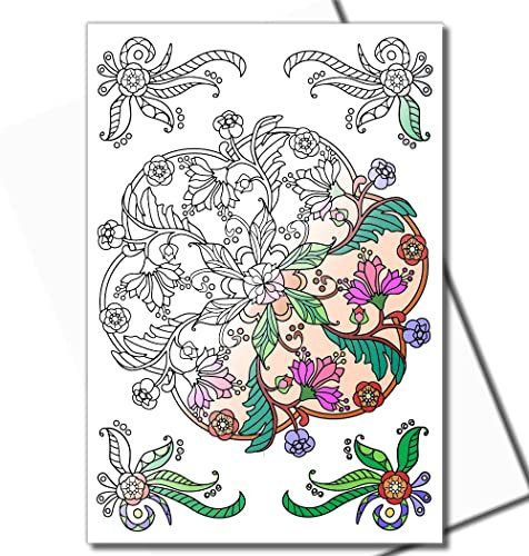 Art Eclect Mandala-Malkarten, 20 Karten mit verschiedenen Designs für Erwachsene zum Ausmalen für jeden Anlass, 20 weiße Umschläge (MandalaS2/Weiß)