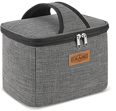 E-MANIS 4L Borse isotermiche,Mini Borse Frigo Pranzo Portatile Multiuso Borsa Termica Lunch Box Bag per Donne Uomini Bambini Grigio