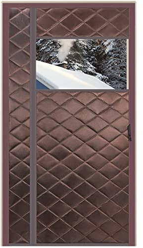 MEEYI Winddicht Wärmeschutzvorhang Fenster 70x225cm, Fly Curtain Magnets Ohne Bohren Thermovorhange Kalteschutz Beige für Tür Außen - Braun