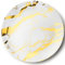 Decorline - Plateau de Service - Lot de 4 - Plats à Servir en Marbre en Plastique Réutilisable Robuste, Plateaux Traiteur de présentation/décoration pour de Fête Buffet - Rond Ø 40 cm - Blanc/Or