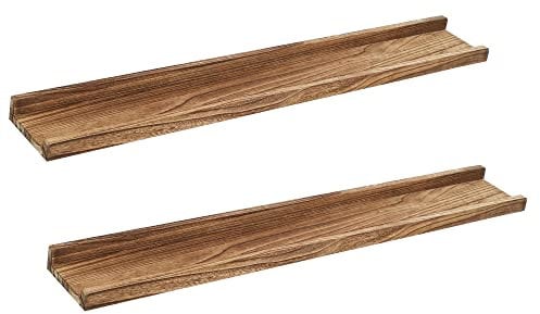 PHOENANCEE 91.5cm Picture Ledge Shelf with lip design radiator shelf, Photo Shelf, Long Decorative Floating Picture Shelves For Living Room,Kitchen,Bedroom, Set of 2, Carbonized Black