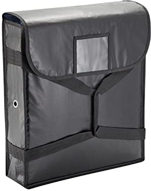 WAS Germany Pizzatasche - Isoliertasche zum Transport von 6 Pizzen bis 45 cm - hält Essen mit Aluminiumkaschierung warm - mit 2 Tragegriffen - schwarz - 51 x 48 x 34 cm